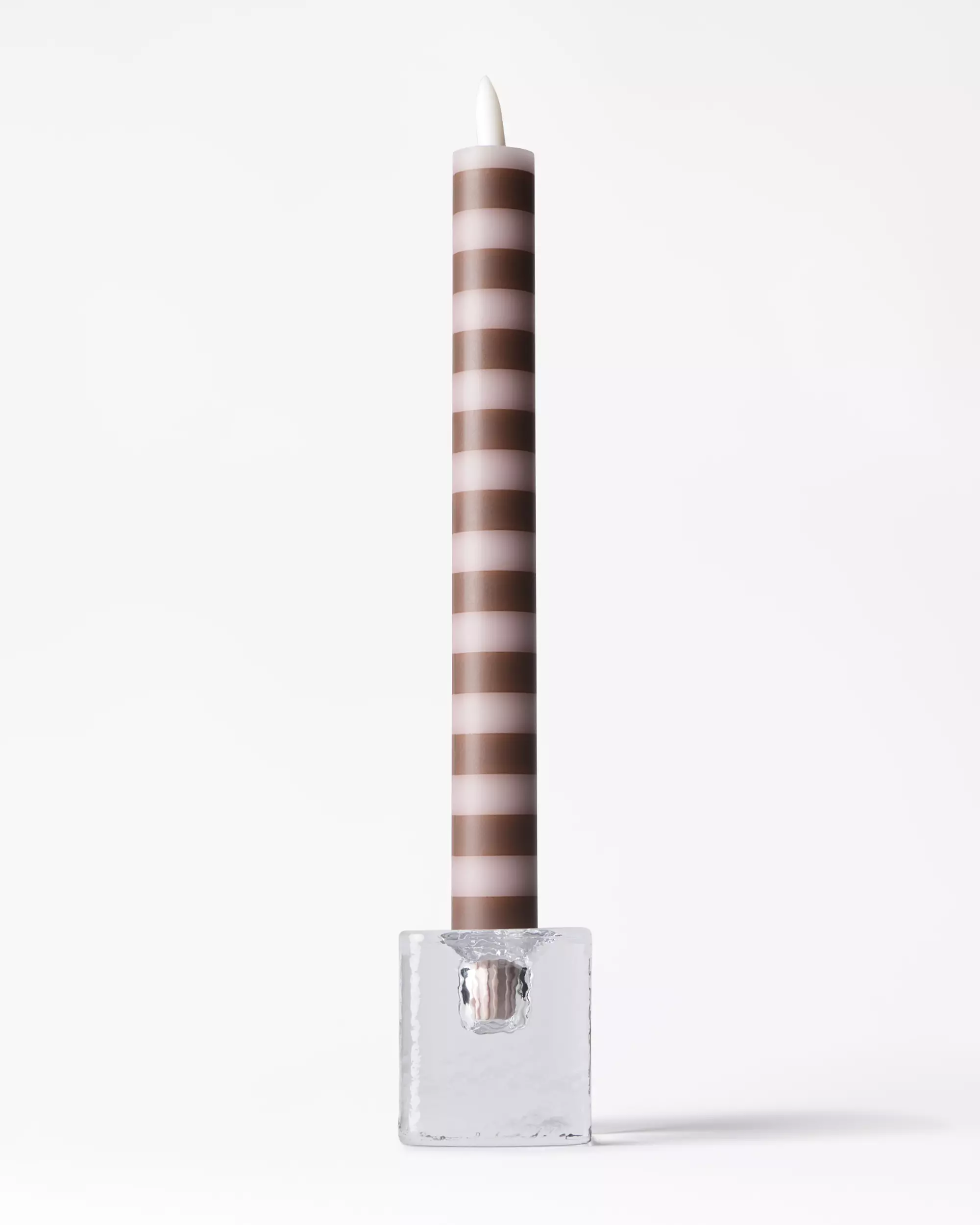 bougie longue led ⌀2,5 x 27,3 cm rayures marron-naturel