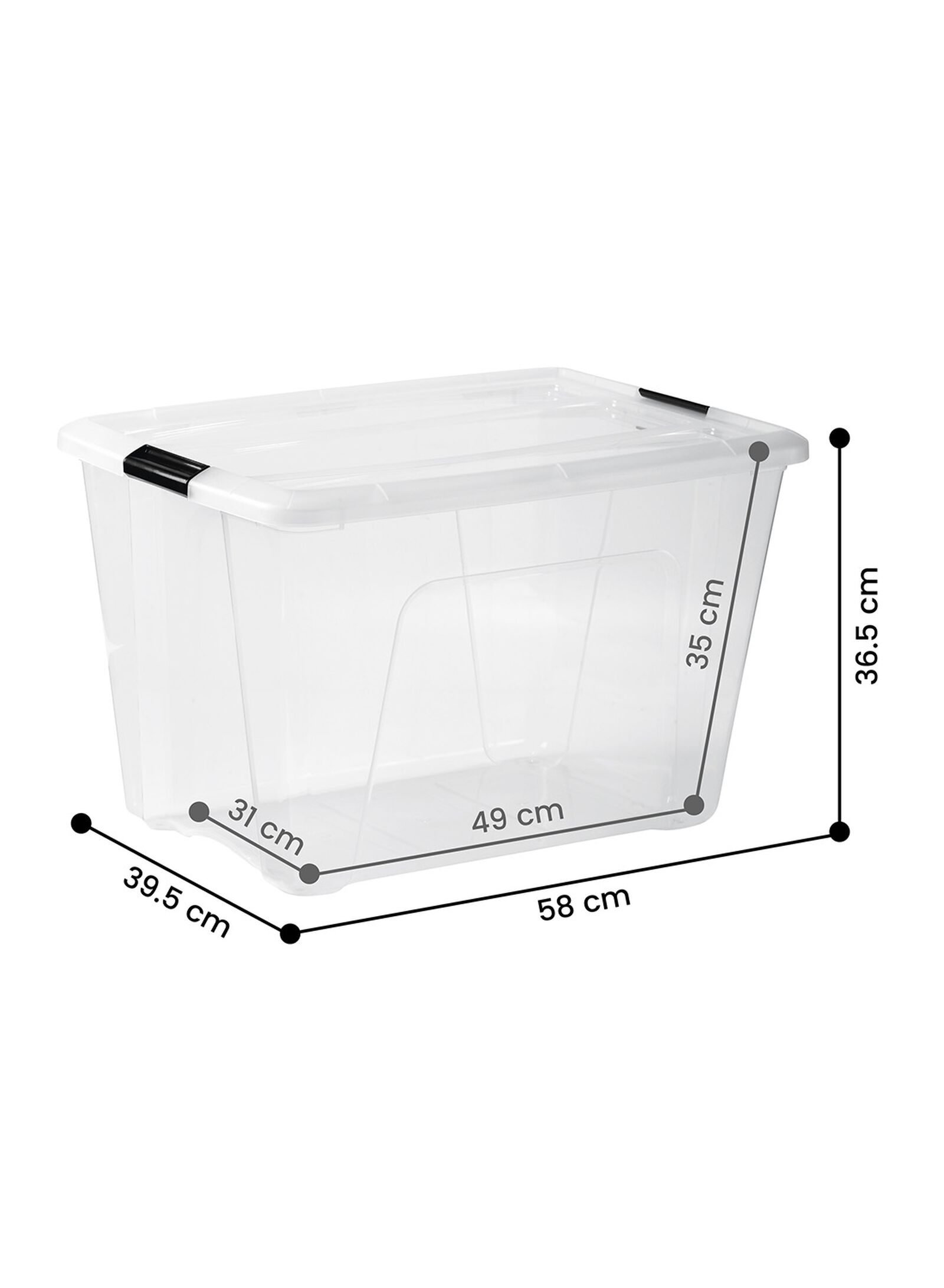 bo&icirc;te de rangement 60L Tokyo transparent 58x39.5x36.5 recycl&eacute;e 58 x 39.5 x 36.5 Tokyo - 39810410 - HEMA