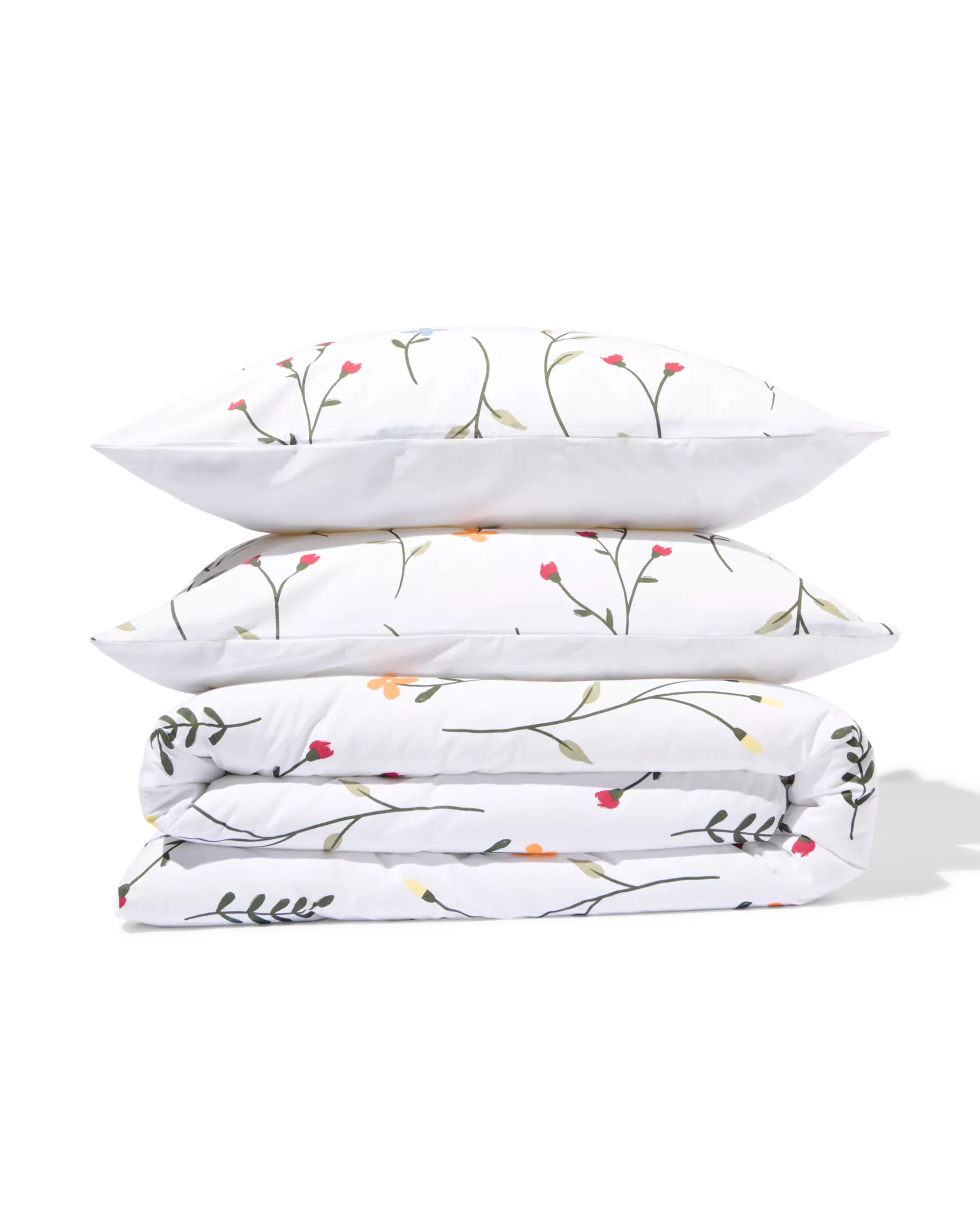 housse de couette 240x200/220cm coton doux motif fleurs sauvages blanc