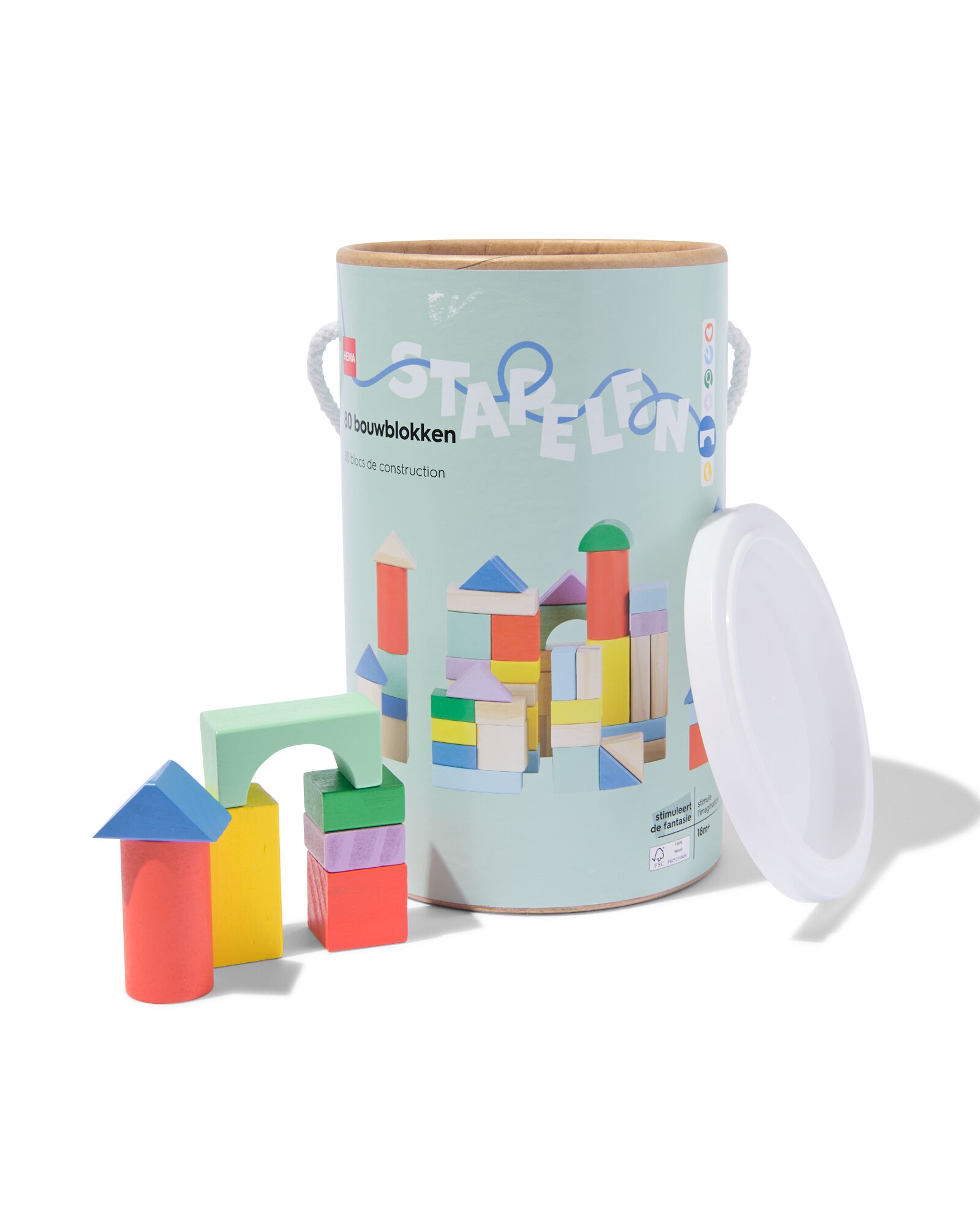 jeu de blocs en bois 80 pi&egrave;ces - 15160024 - HEMA