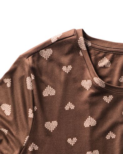 chemise de nuit femme tissu bross&eacute; micro c&oelig;urs marron marron - 23401814BROWN - HEMA
