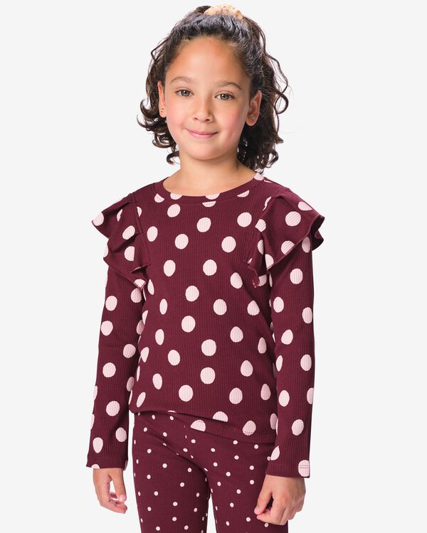 t-shirt enfant pois bordeaux bordeaux - 30872108BURGUNDYRED - HEMA