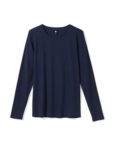 t-shirt femme c&ocirc;tel&eacute; coton bleu fonc&eacute; bleu fonc&eacute; - 36306270DARKBLUE - HEMA