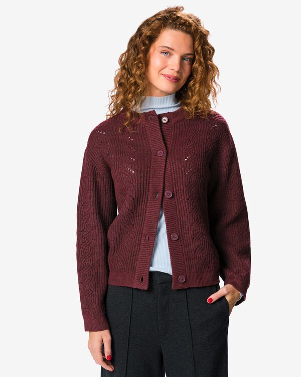 damesvest kabel  bordeauxrood bordeauxrood - 36214910BURGUNDYRED - HEMA