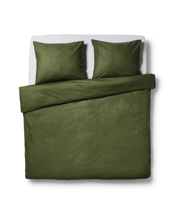 housse de couette 200x200/220 coton doux vert mousse - 5720407 - HEMA
