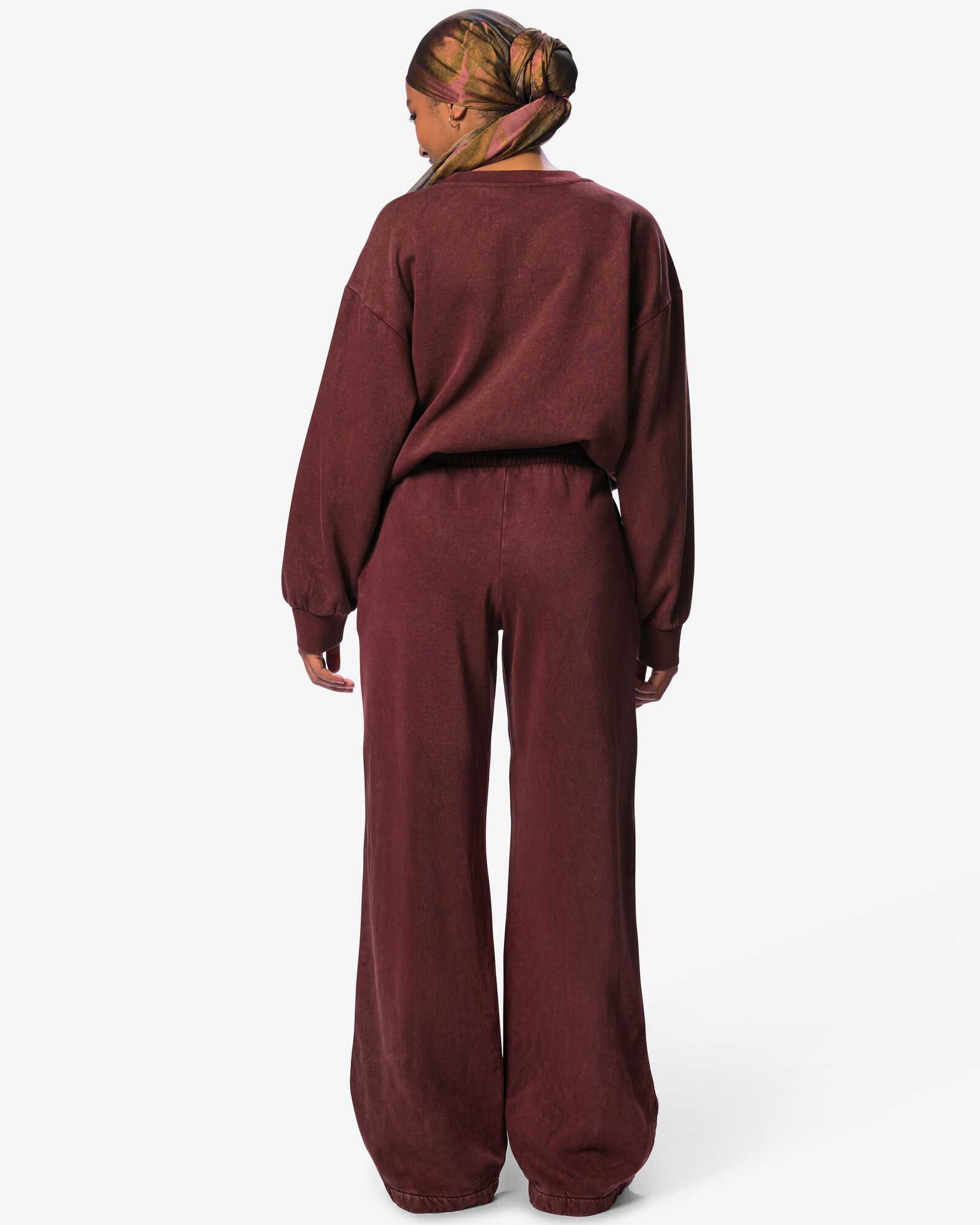 pantalon de jogging femme Esmee coupe d&eacute;contract&eacute;e en jersey bordeaux bordeaux - 36213640BURGUNDYRED - HEMA