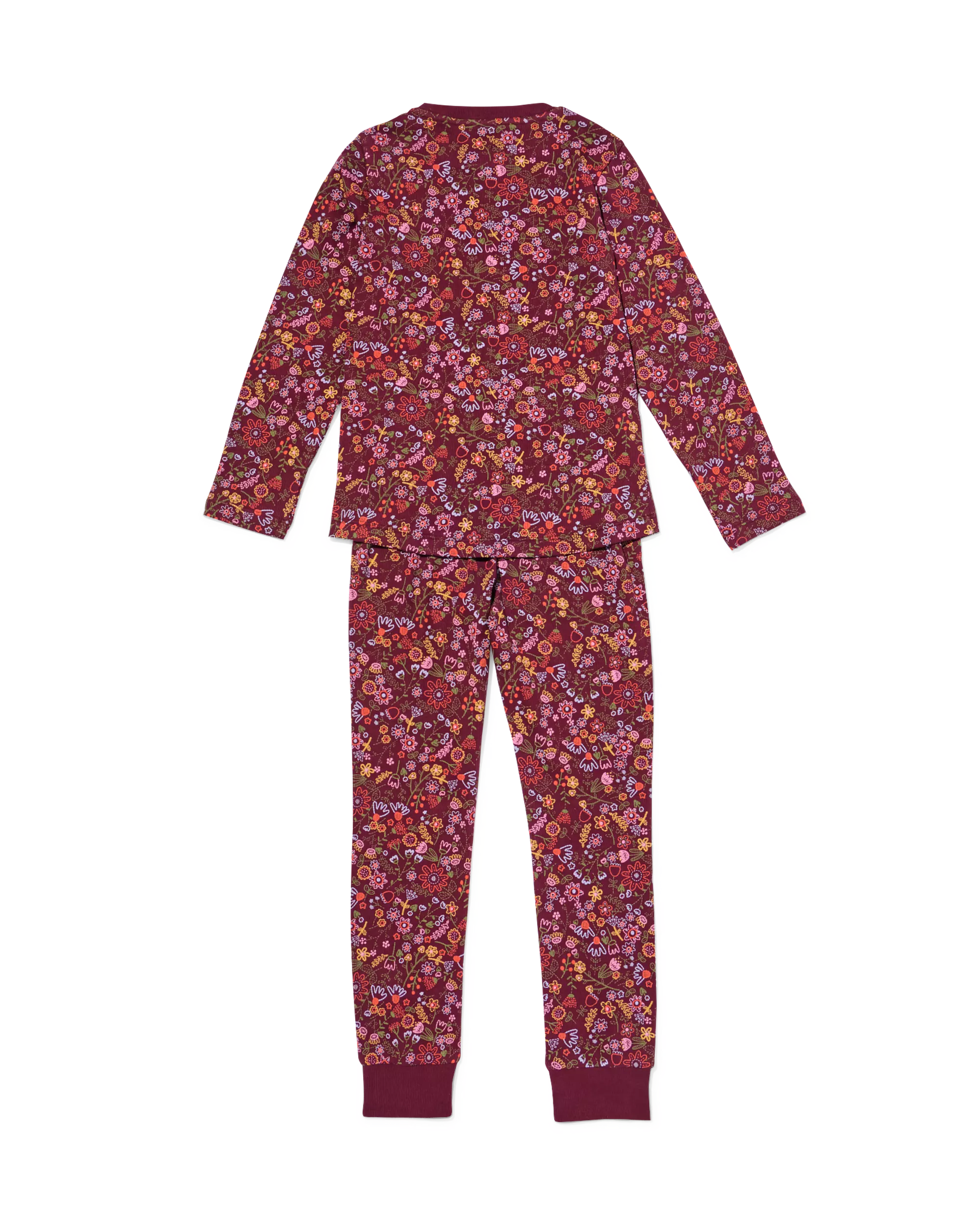 Kinderpyjama, gerippt, mit Blumen