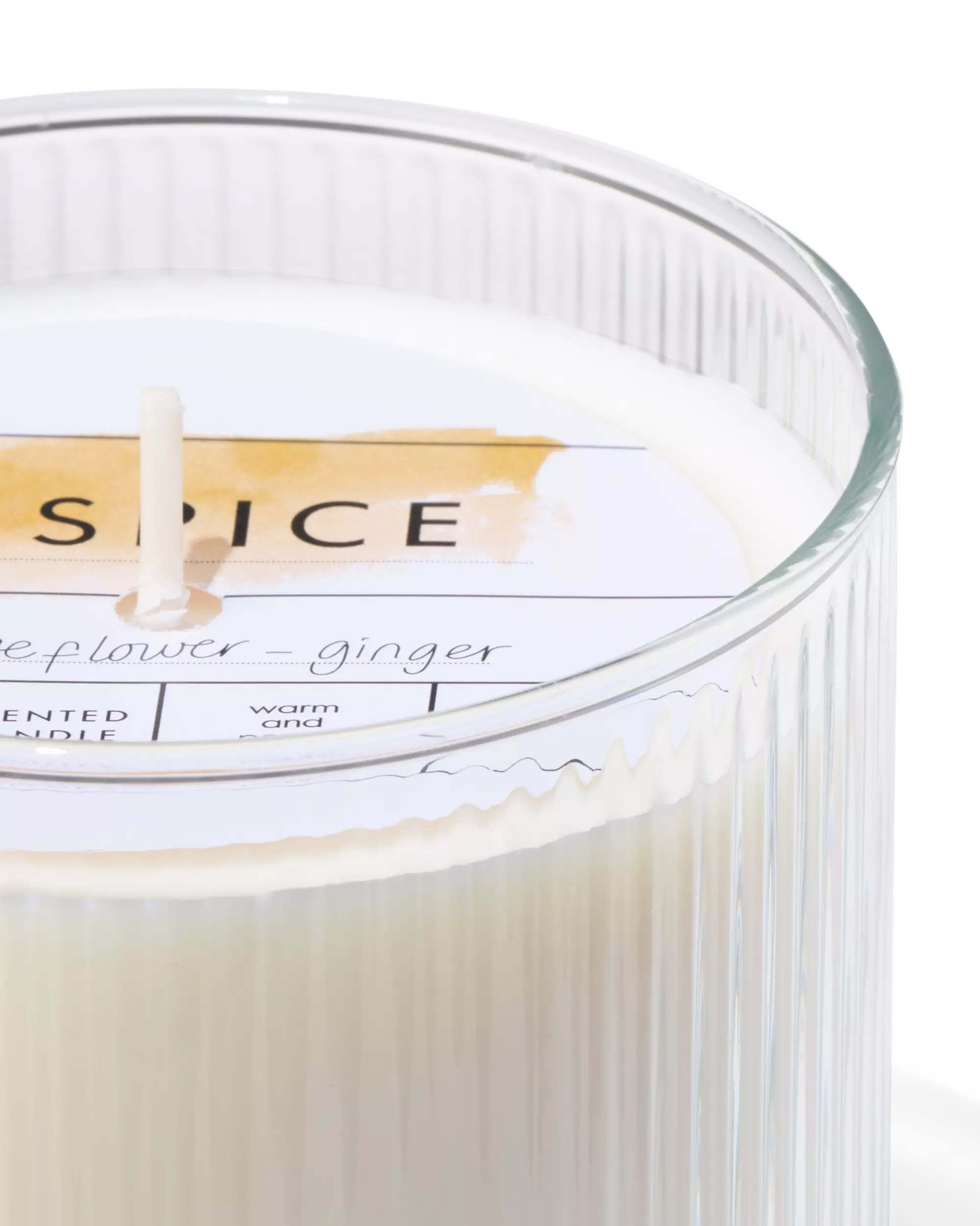 bougie parfumée en verre nervuré Ø10x10 épice