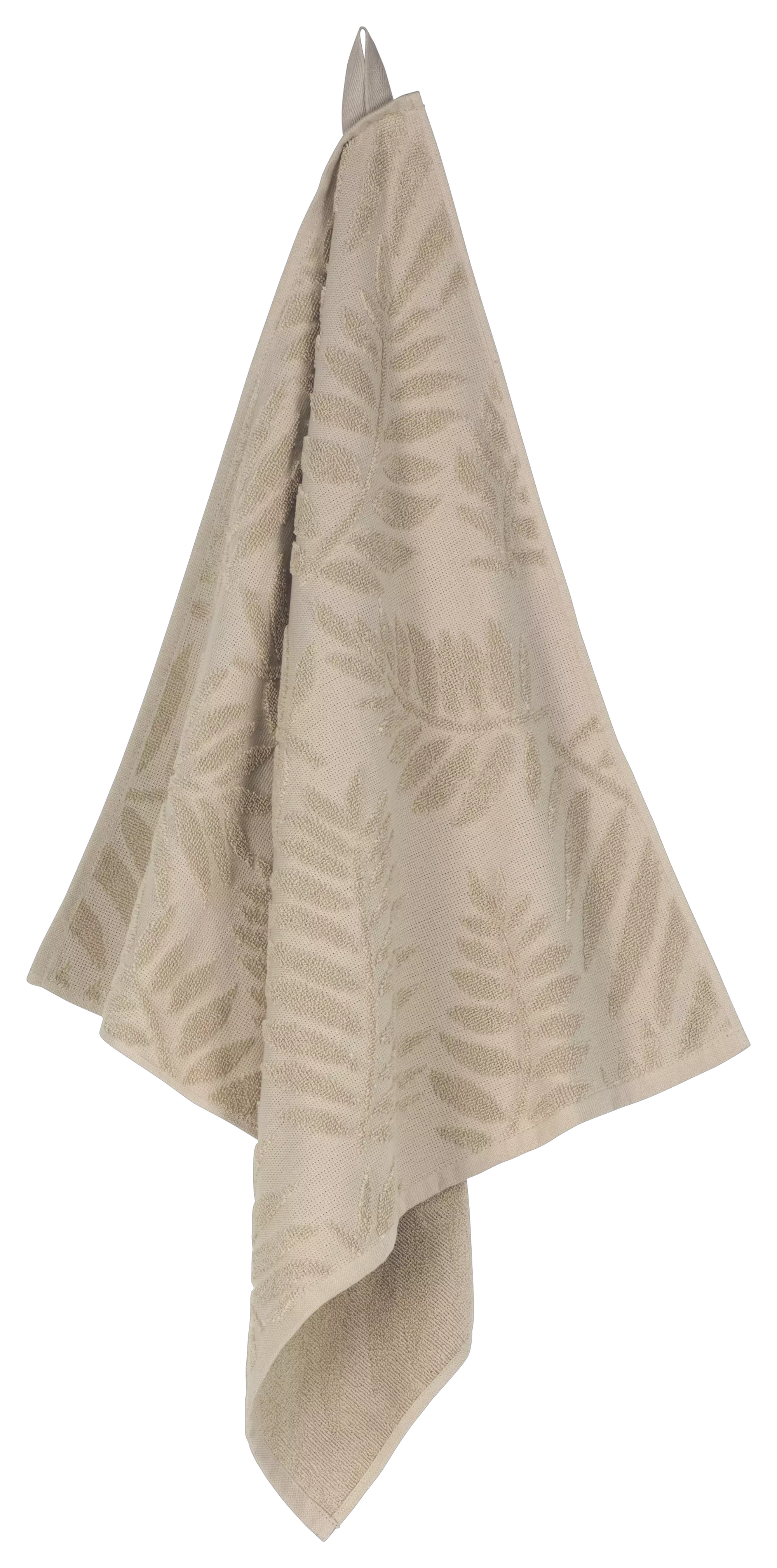 essuie-mains 50x50 coton feuilles sable