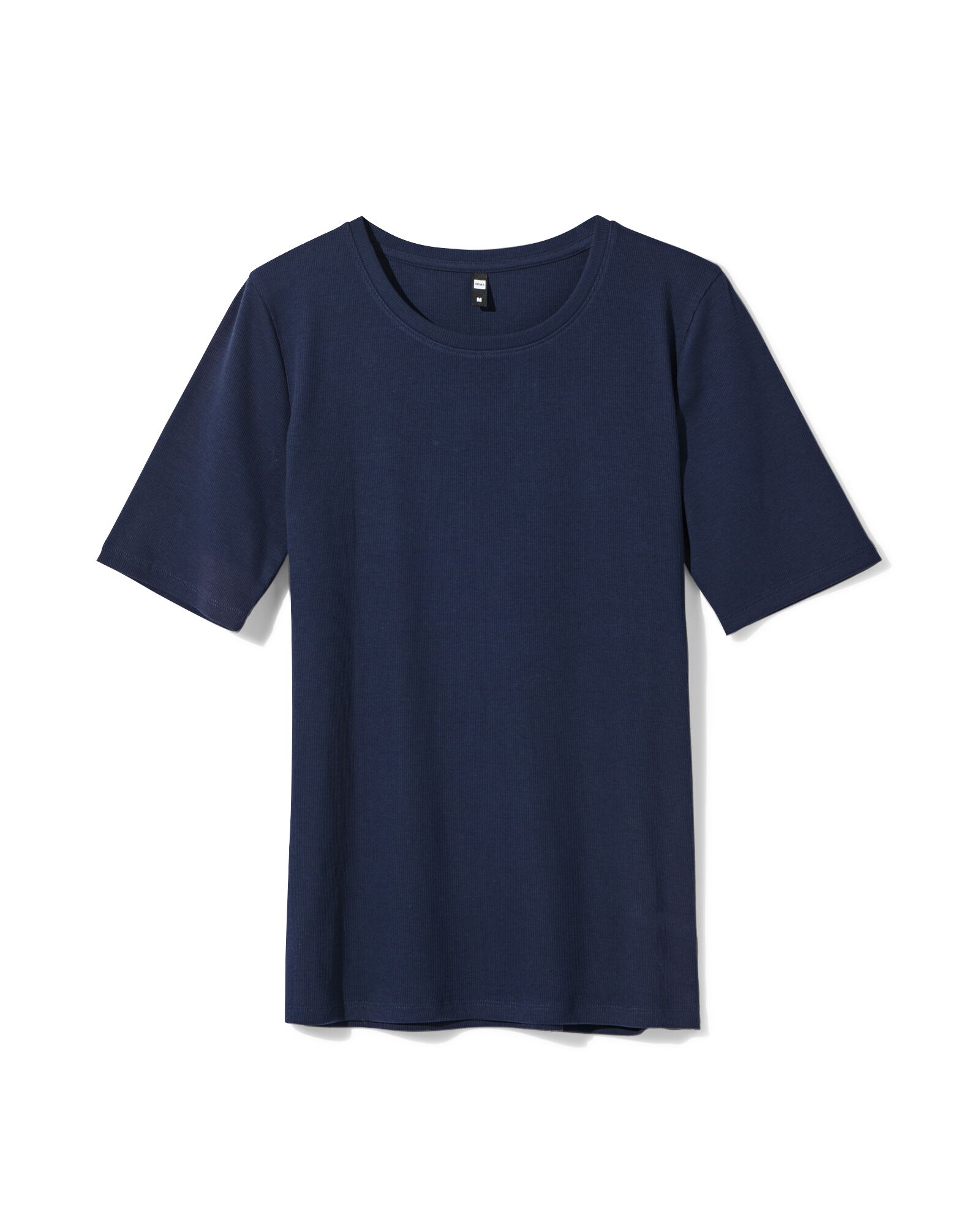 Damen-T-Shirt, gerippt, Baumwolle dunkelblau dunkelblau - 36307750DARKBLUE - HEMA