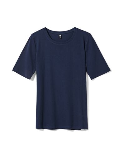 Damen-T-Shirt, gerippt, Baumwolle dunkelblau dunkelblau - 36307750DARKBLUE - HEMA