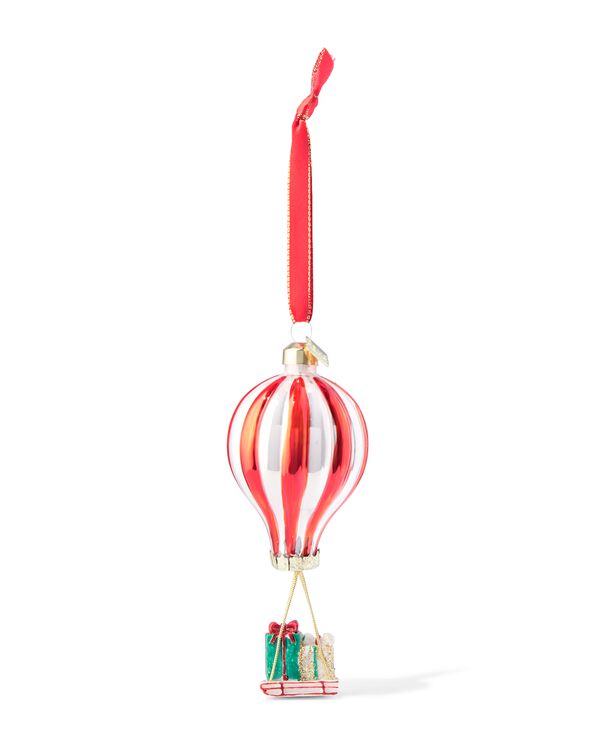 kersthanger 8cm glas luchtballon met slee - 25102023 - HEMA