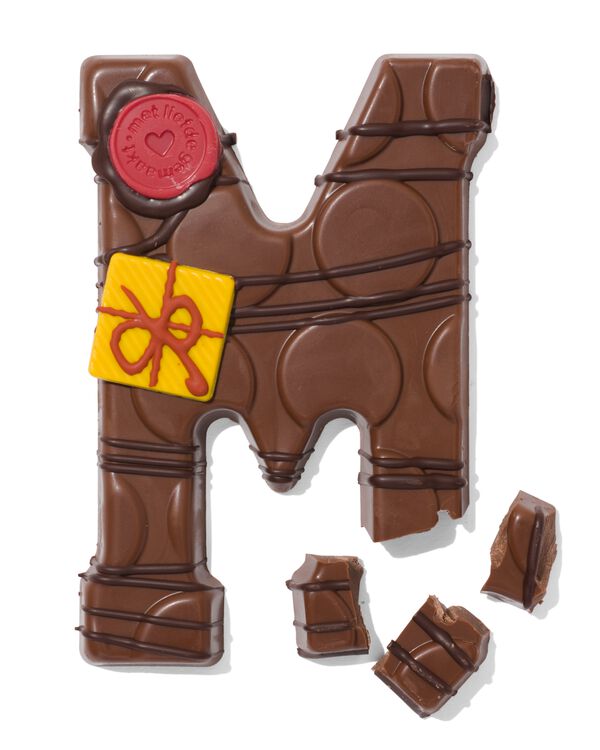 Lettre en chocolat d&eacute;cor&eacute;e &agrave; la main lait M 180g M - 24427413M - HEMA