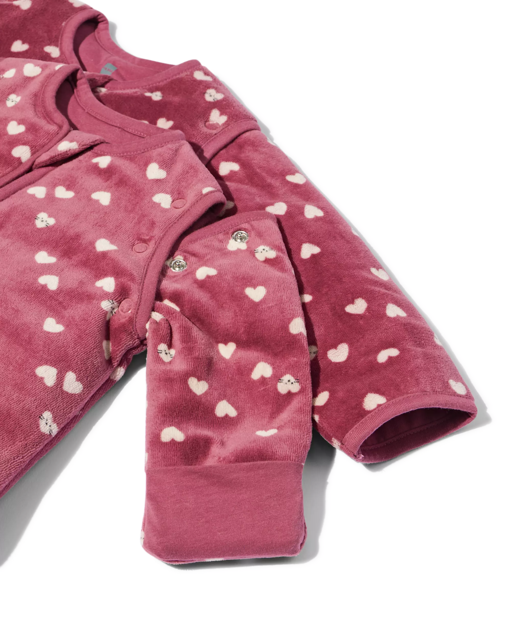 Babyschlafsack mit abnehmbaren Ärmeln, Velours, 3 TOG, Herzen