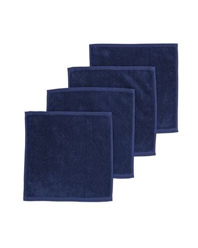 4 serviettes pour visage 30x30 bleu nuit - qualit&eacute; &eacute;paisse bleu nuit d&eacute;barbouillettes 30 x 30 - 5245412 - HEMA