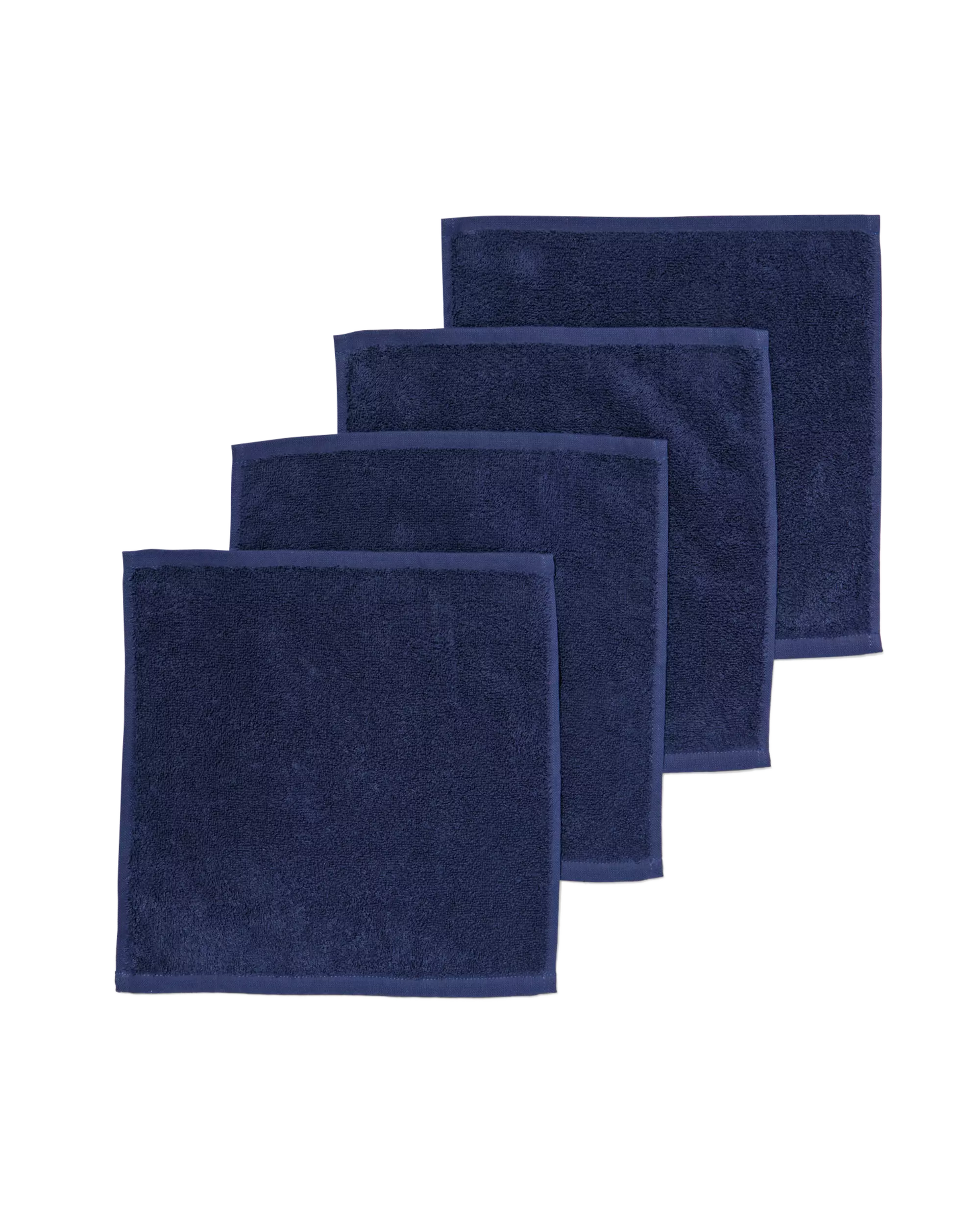 4 serviettes pour visage 30x30 bleu nuit - qualité épaisse