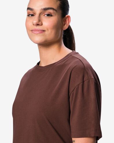 Damen-T-Shirt aus Baumwolle dunkelbraun dunkelbraun - 36004920DARKBROWN - HEMA