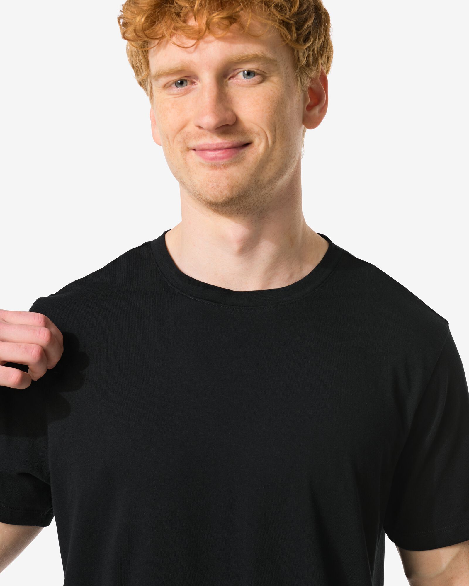 heren t-shirt regular fit o-hals extra lang - 2 stuks zwart zwart - 34277070BLACK - HEMA