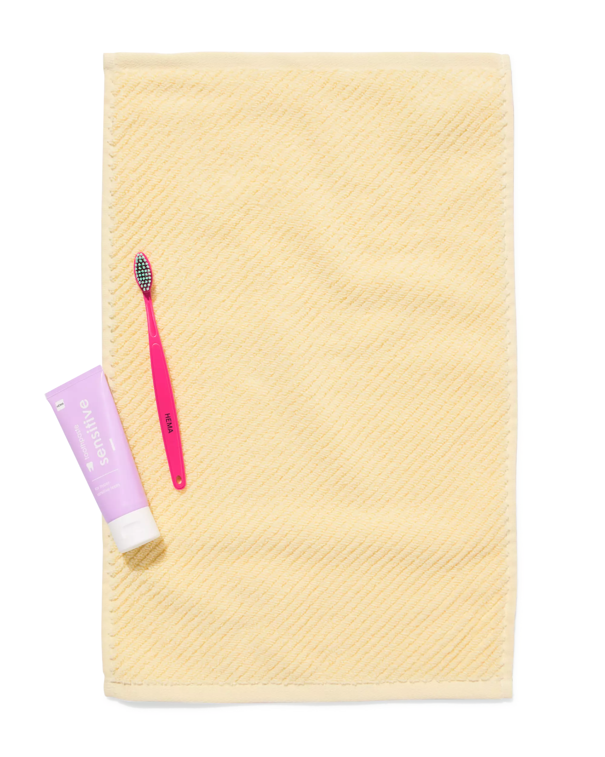 gastendoek 33x50cm zware kwaliteit diagonaal lichtgeel