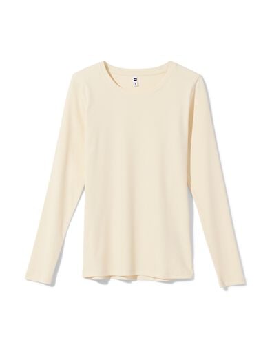 Damen-T-Shirt, gerippt, Baumwolle eierschalenfarben eierschalenfarben - 36307770OFFWHITE - HEMA