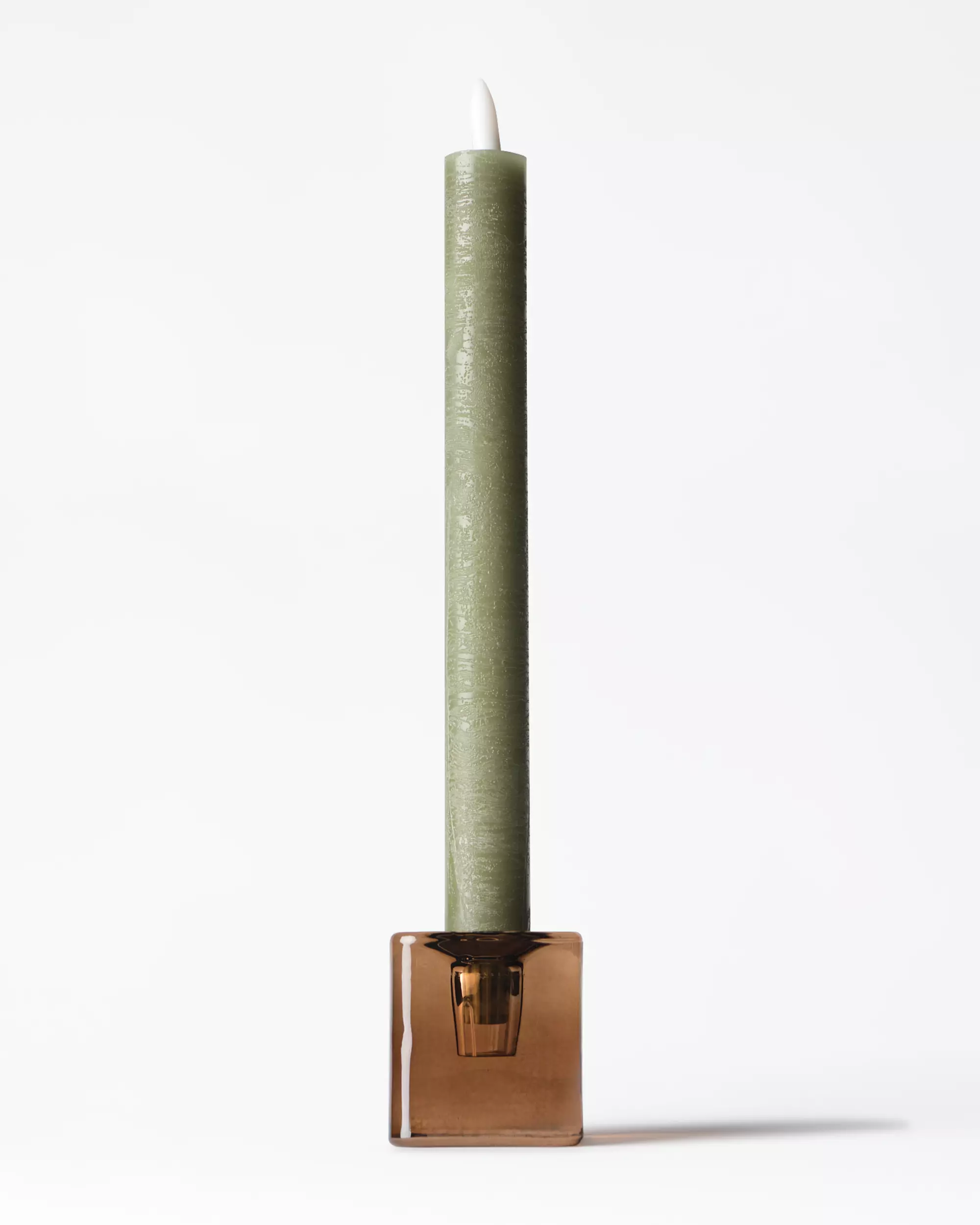 bougie longue LED ⌀2,5 x 27,3 cm rustique olive