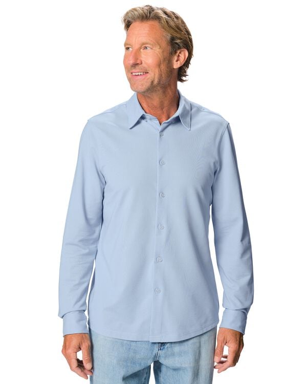 Herren-Oberhemd, Piqu&eacute; hellblau hellblau - 2101960LIGHTBLUE - HEMA