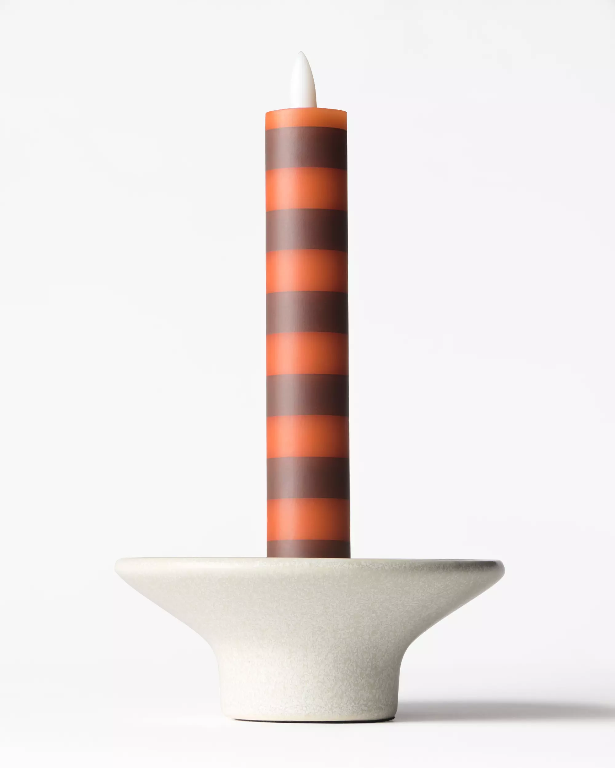 bougie longue LED ⌀2,5 x 18,4 cm rayures marron-orange