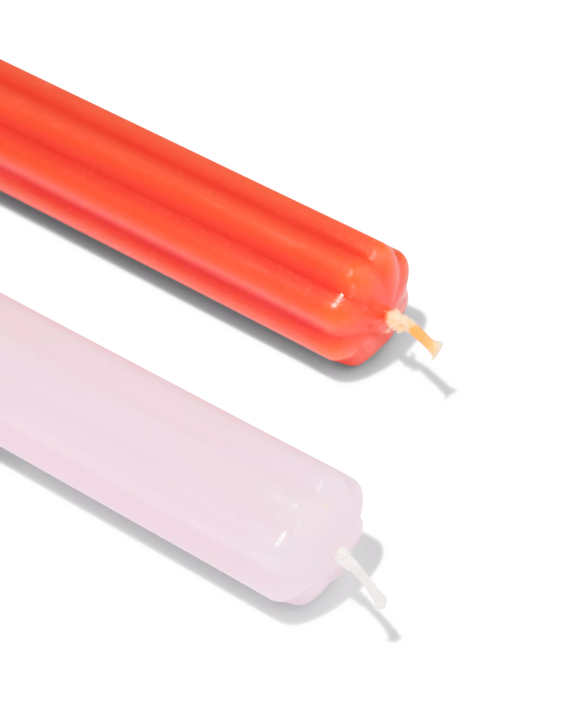 bougies longues ⌀2,2x25cm en forme de fleur orange-rose - 4 pièces