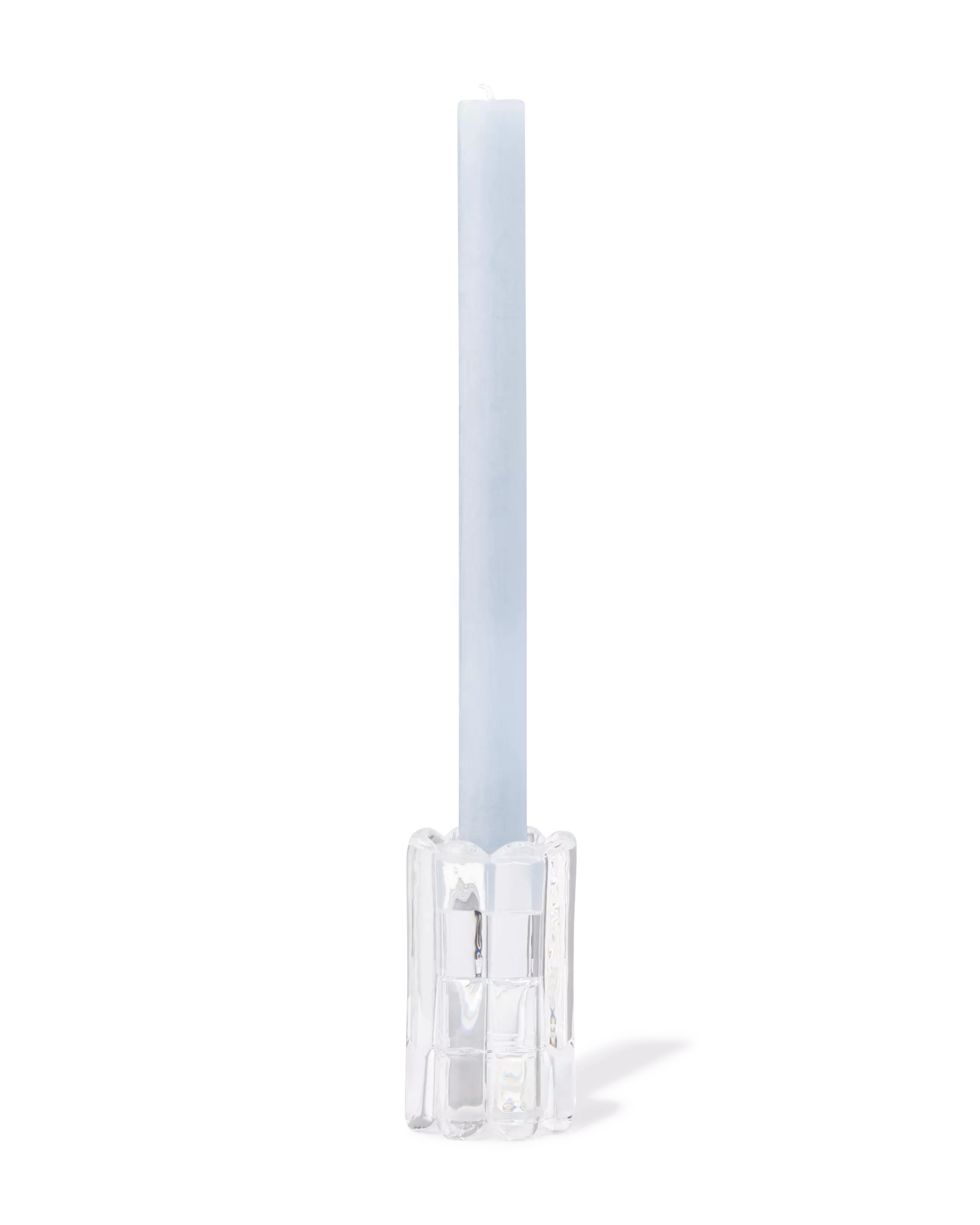 bougeoir S verre nervuré transparent