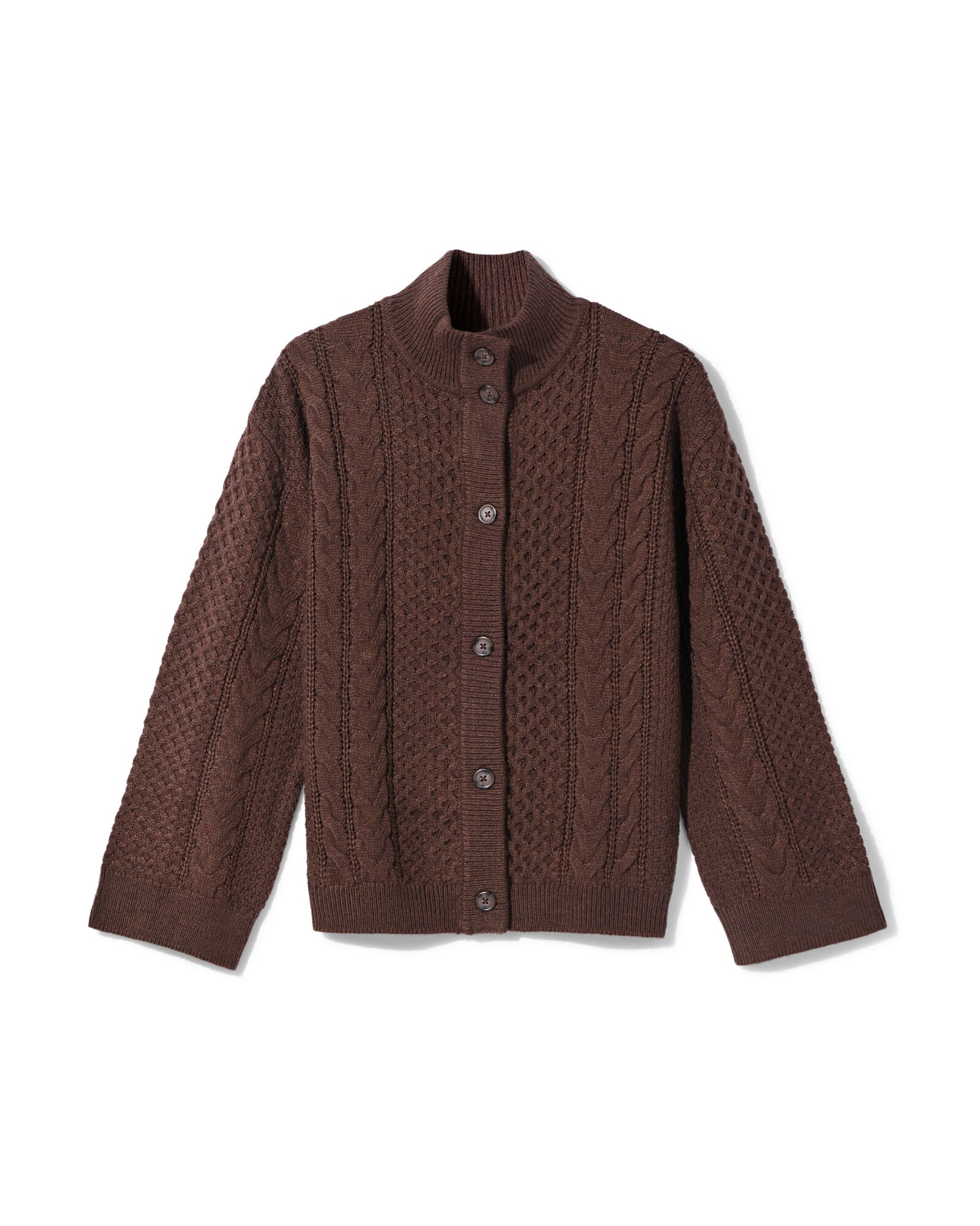 damesvest Zelda kabel grofgebreid bruin bruin - 36214570BROWN - HEMA