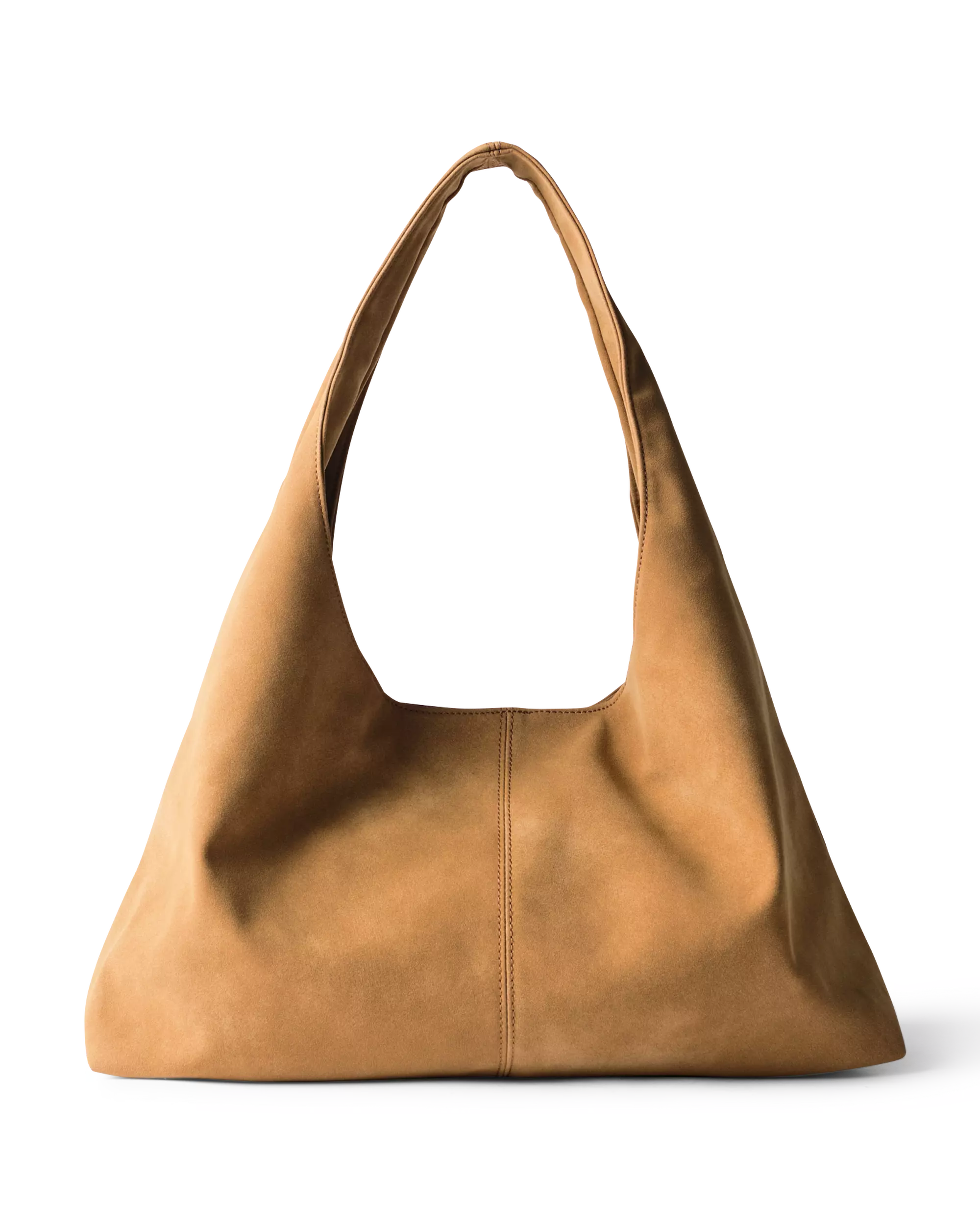 sac à bandoulière triangulaire camel aspect daim