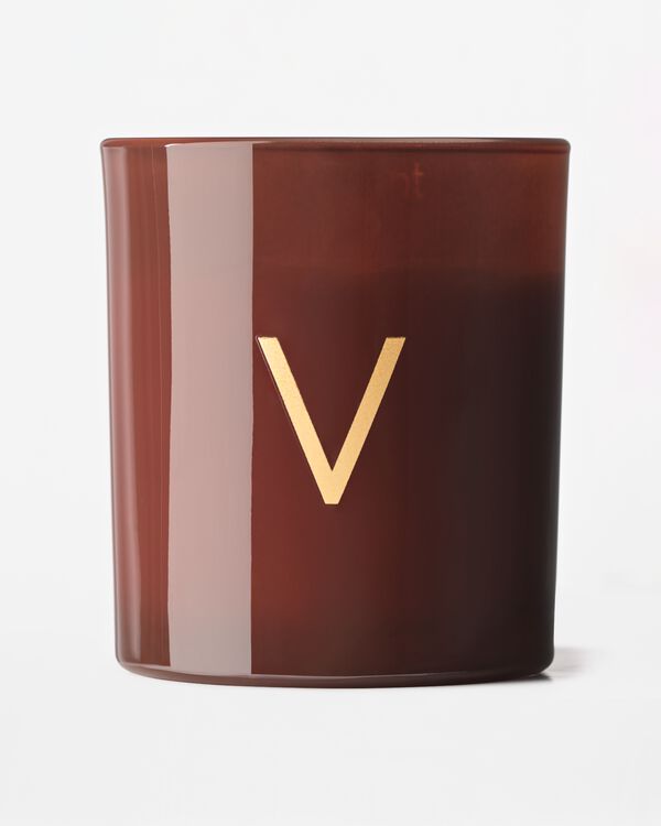 kaars in glas ⌀8x9cm letter V V - 61102681V - HEMA