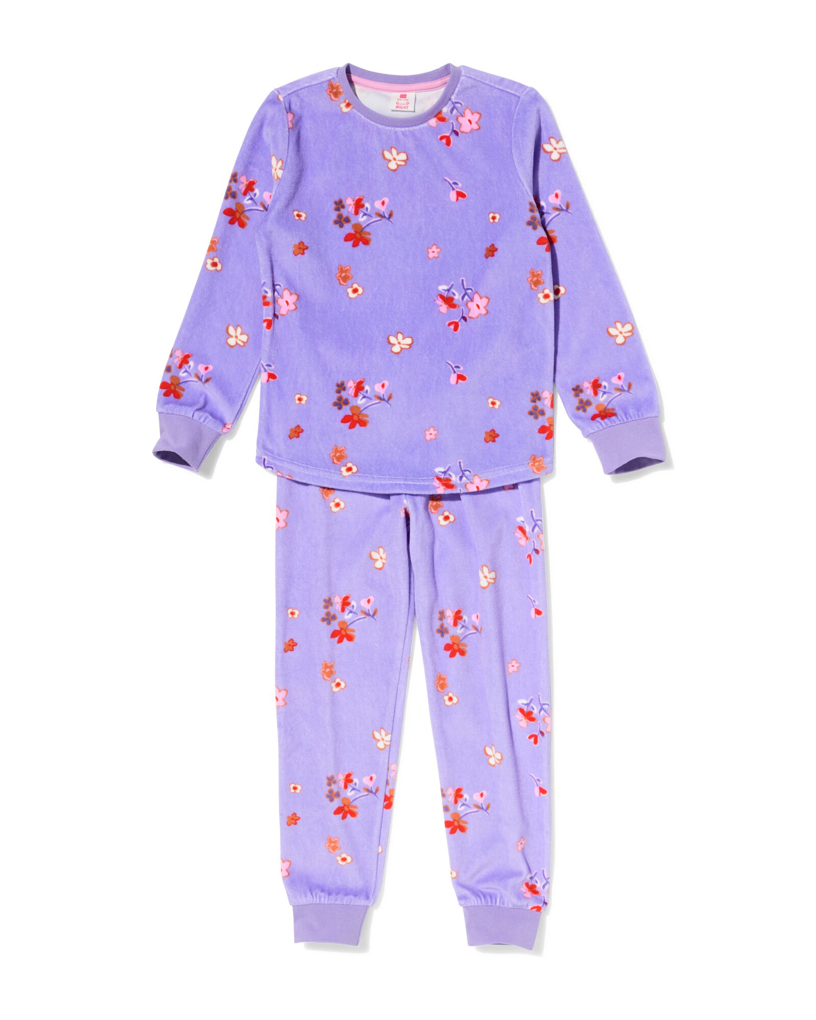 pyjama enfant velours fleurs lilas - 23099940LILAC - HEMA