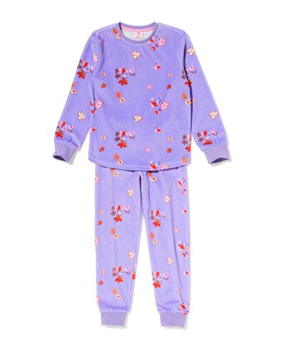 pyjama enfant velours fleurs lilas - 23099940LILAC - HEMA