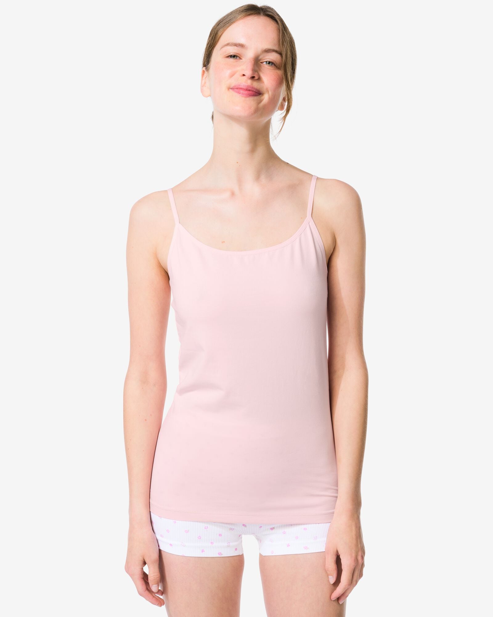 d&eacute;bardeur femme coton bretelles spaghetti rose p&acirc;le rose p&acirc;le - 19602365LIGHTPINK - HEMA