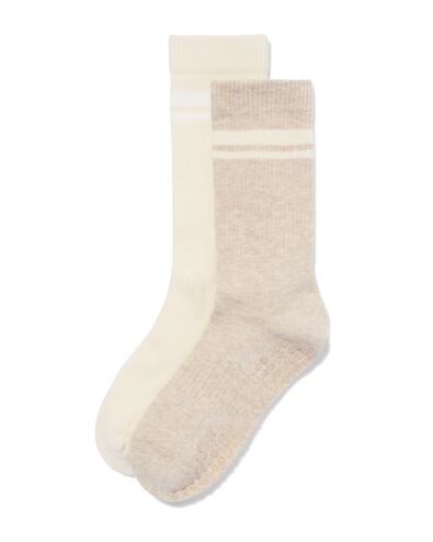 chaussettes femme yoga-pilates antid&eacute;rapantes - 2 paires beige beige - 4420165BEIGE - HEMA