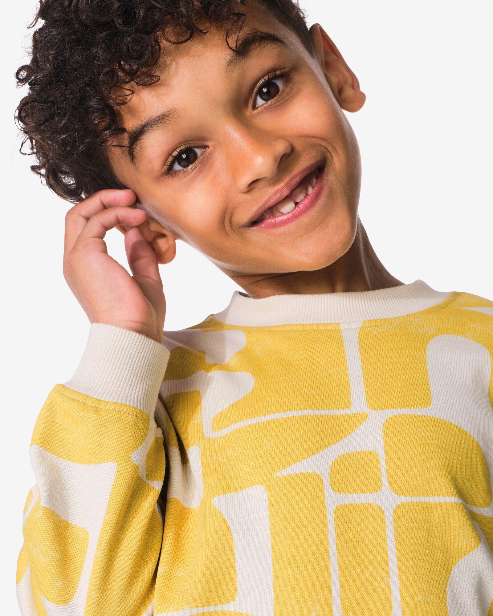 pull enfant tissu sweat abstrait moutarde moutarde - 30730501MUSTARDYELLOW - HEMA