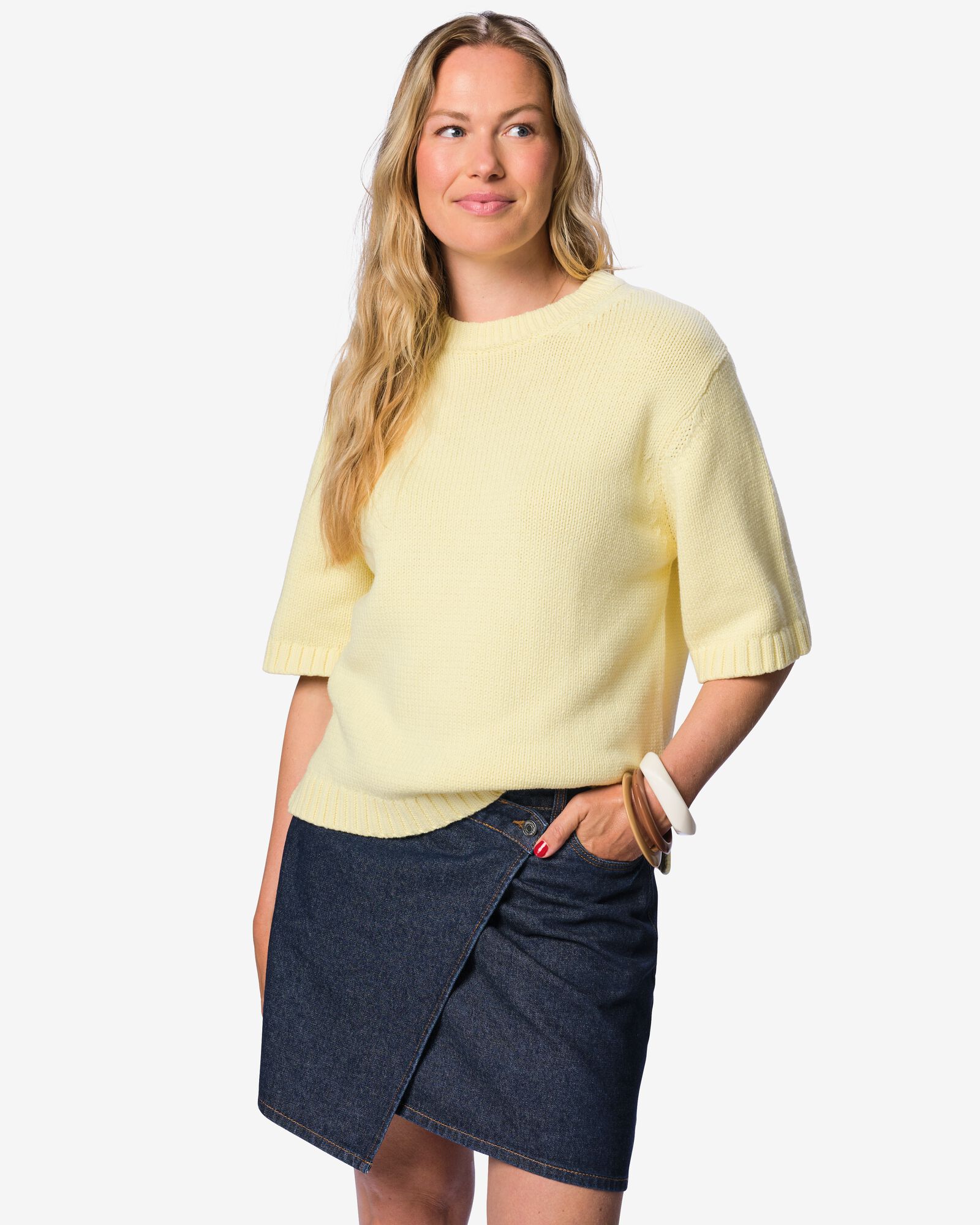 damestrui Nadine fijngebreid geel geel - 36213060YELLOW - HEMA
