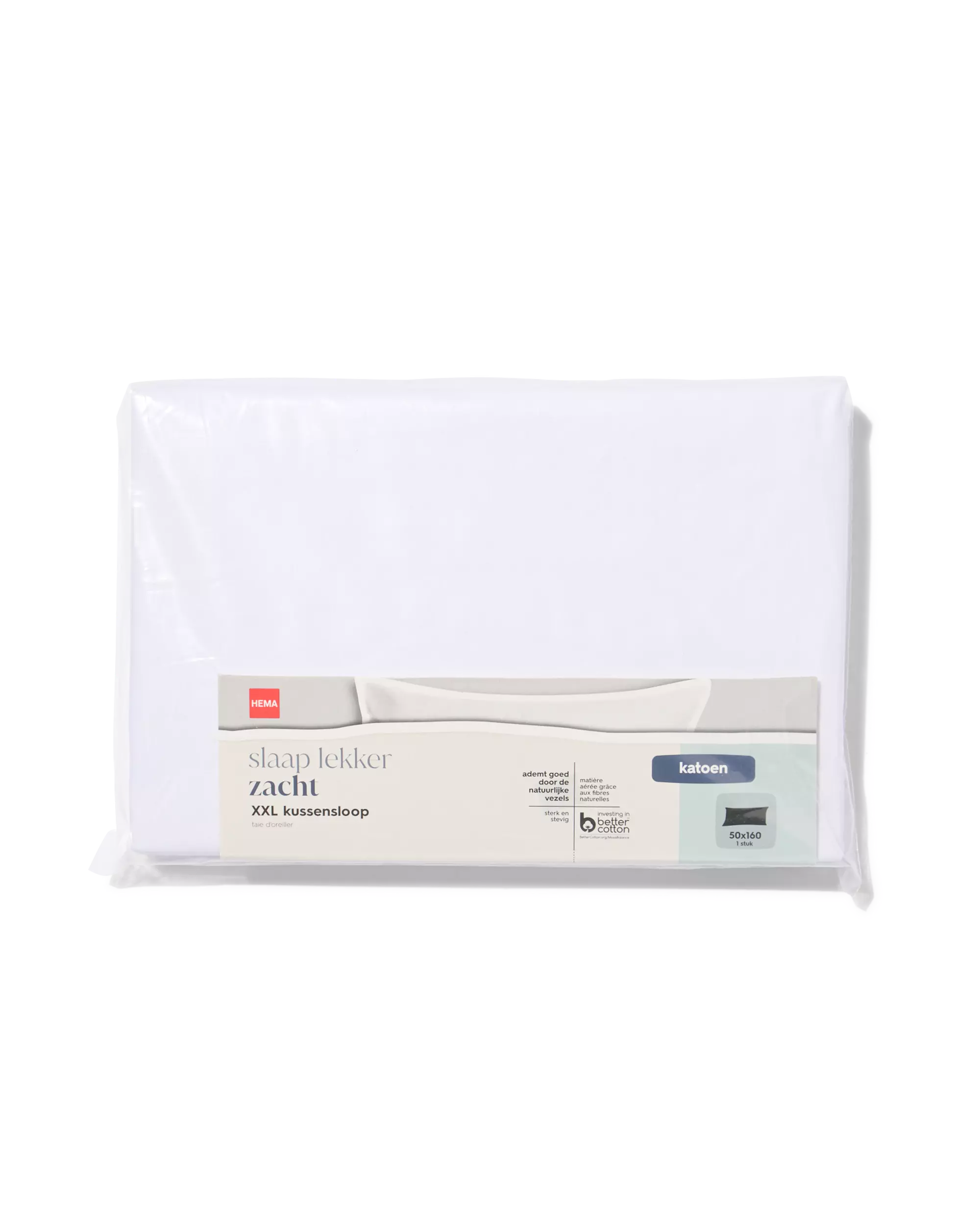 taie d'oreiller 50x160cm coton doux blanc