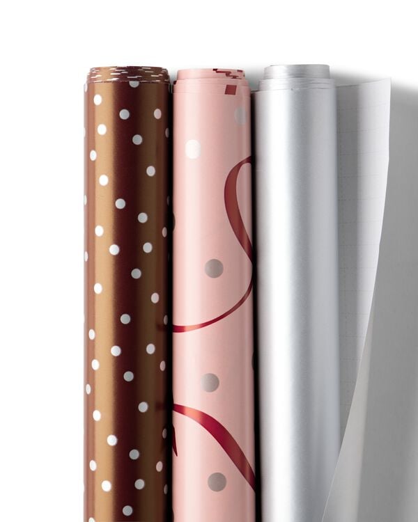papier cadeau 200x70cm n&oelig;uds - 3 pi&egrave;ces - 25702199 - HEMA