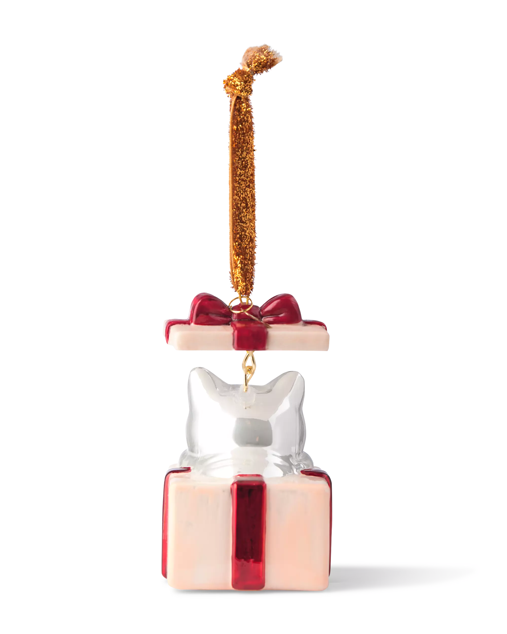 kersthanger 9.5cm glas kat met cadeau