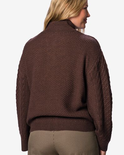 damesvest Zelda kabel grofgebreid bruin bruin - 36214570BROWN - HEMA