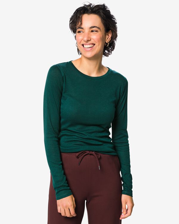dames T-shirt fijngebreid zeegroen zeegroen - 36214680SEAGREEN - HEMA