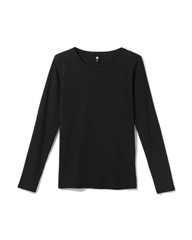t-shirt femme Clara c&ocirc;tel&eacute; coton noir noir - 36307760BLACK - HEMA