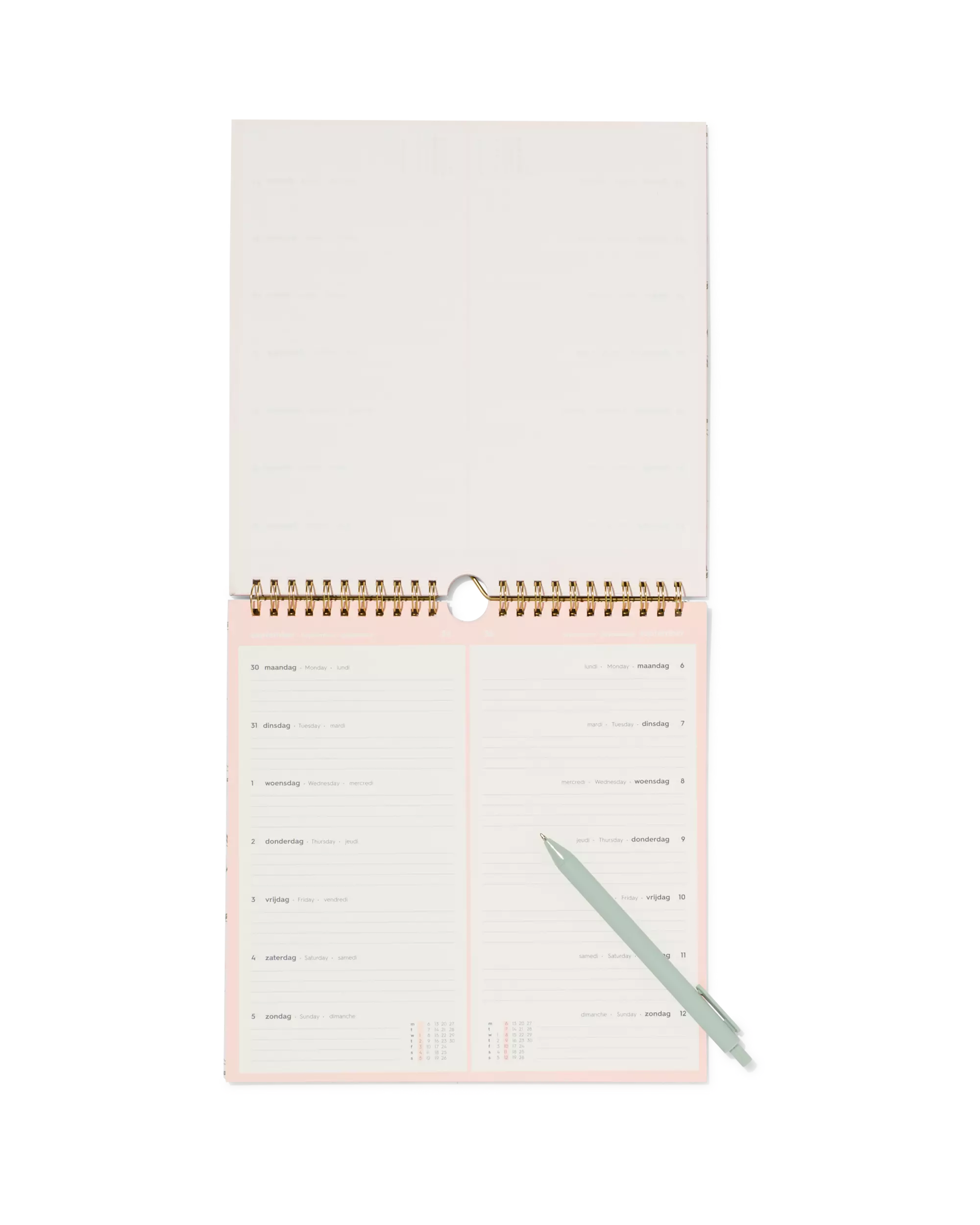 calendrier hebdomadaire 2027 23x23cm fleurs