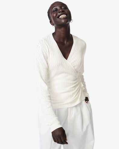 cardigan femme Fally ajour&eacute; blanc - 36251440WHITE - HEMA