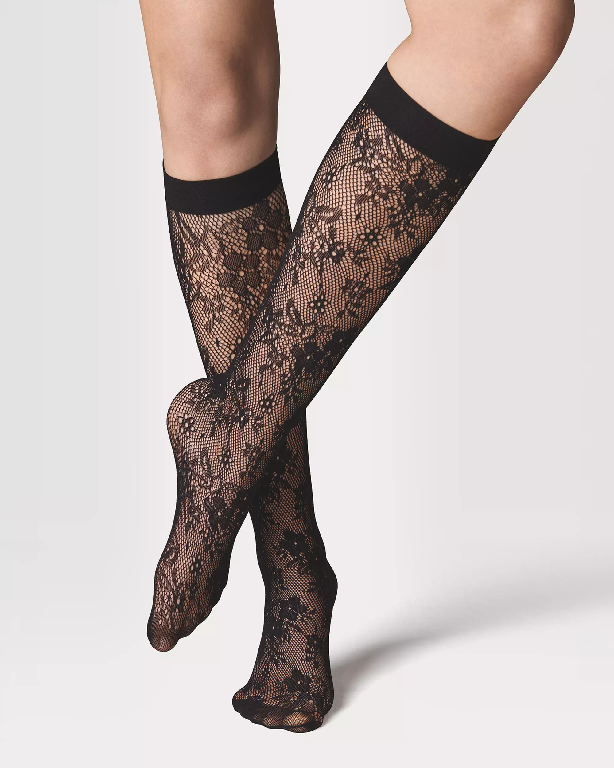 mi-bas tendance résille dentelle florale
