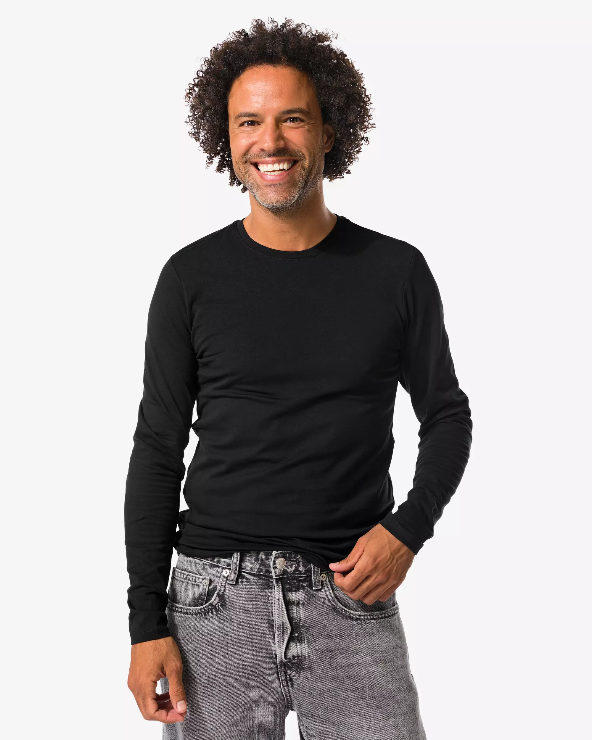Herren-T-Shirts, Langarmmodell, Slim Fit, O-Ausschnitt – 2 Stück