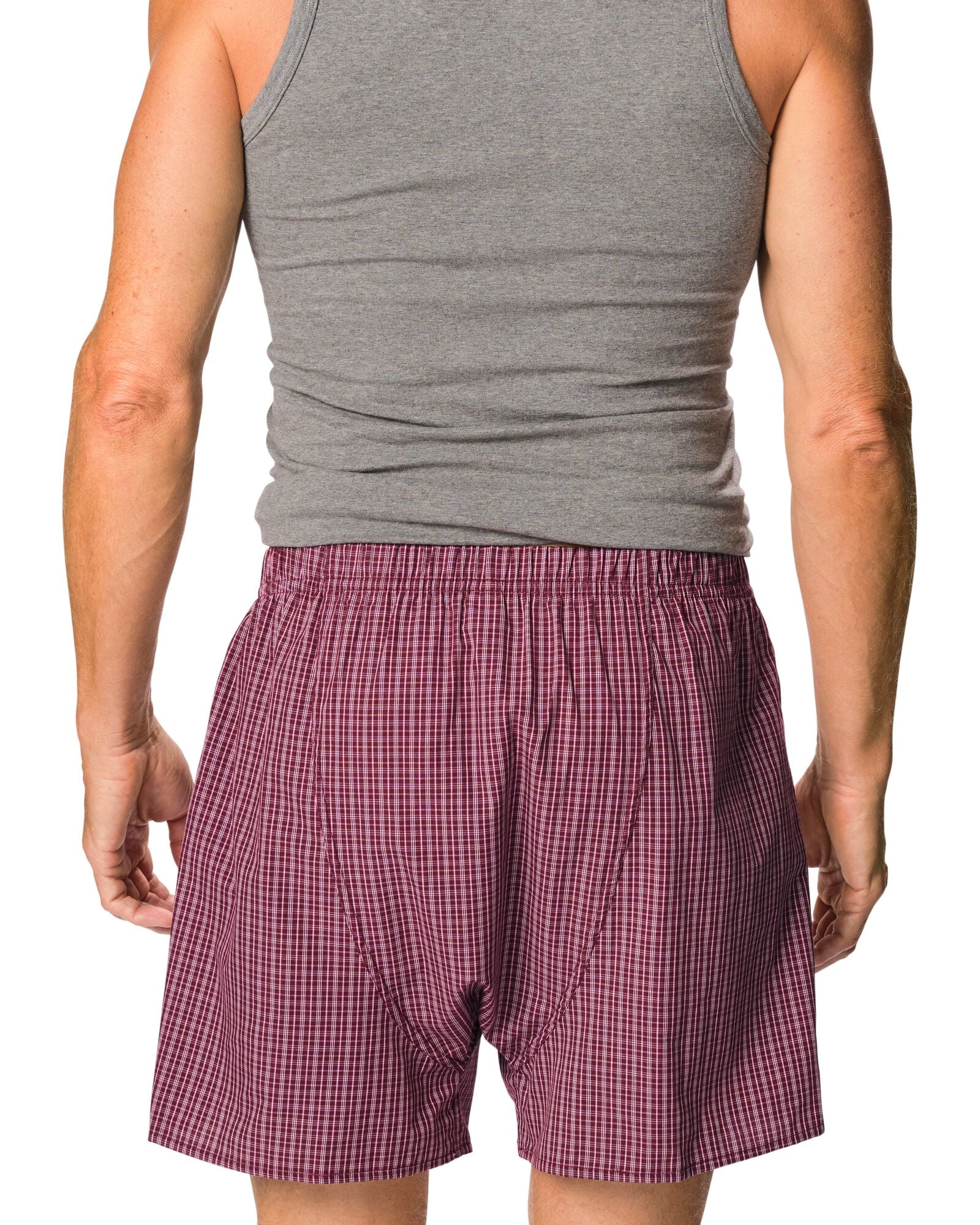 Lockere Herren-Boxershorts, kariert dunkelrot dunkelrot - 19190550DARKRED - HEMA