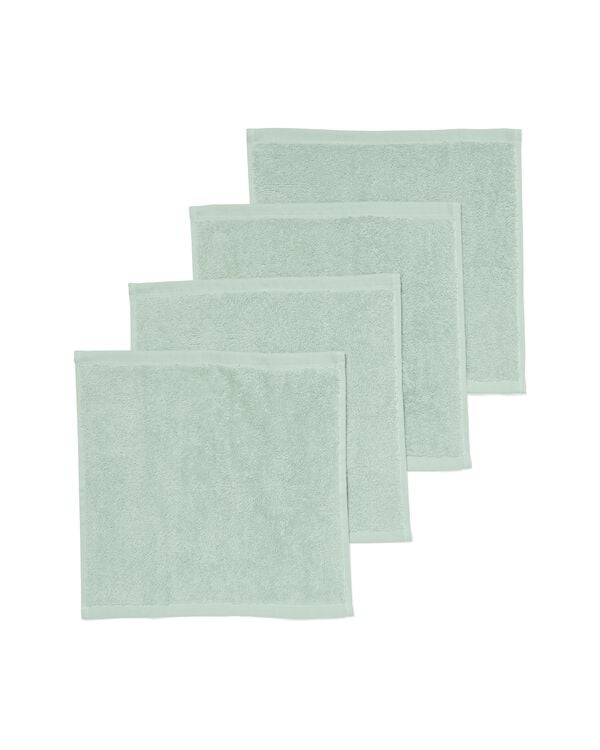 4 serviettes pour visage 30x30 vert poudr&eacute; - qualit&eacute; &eacute;paisse - 5245409 - HEMA